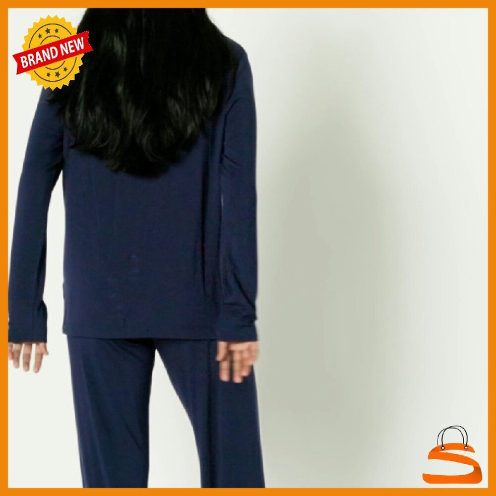 Long Sleeve Henley Pajama Set Modal Jersey Relaxed Fit Sleepwear - Picture 8 of 8